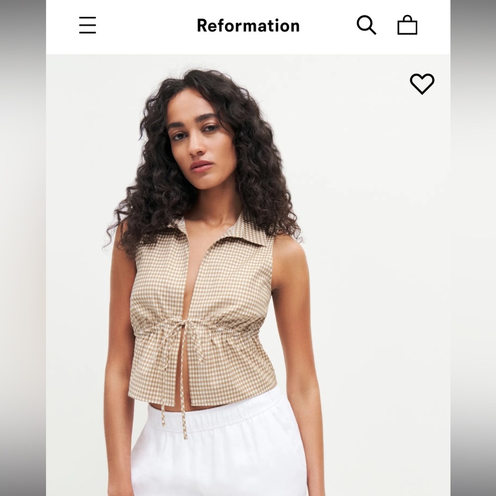 NWT Reformation Emerson Top in Anzo Check